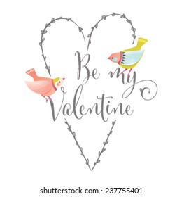Valentine's Day design template. Vector love birds.