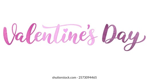 Valentine's Day design, watercolor lettering, romantic theme, pink hues, festive celebration, love and affection.