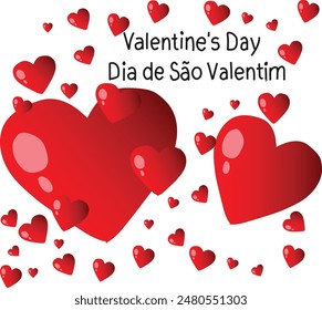 valentines day dia de sao valentim vector illustration. 
Good for banner, poster, greeting card, party card, invitation, template, advertising, campaign, and social media. 
