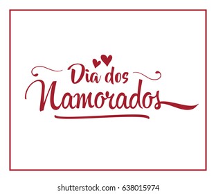 Valentines Day (dia dos namorados) romantic greeting card, typography card