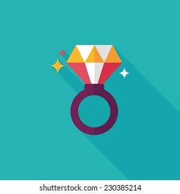 Valentine's Day diamond ring flat icon with long shadow,eps10