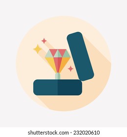 Valentine's Day diamond ring flat icon with long shadow,eps10