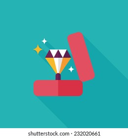 Valentine's Day diamond ring flat icon with long shadow,eps10