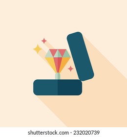Valentine's Day diamond ring flat icon with long shadow,eps10