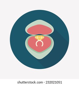 Valentine's Day diamond ring flat icon with long shadow,eps10