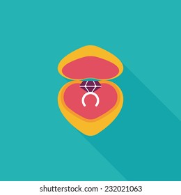 Valentine's Day diamond ring flat icon with long shadow,eps10