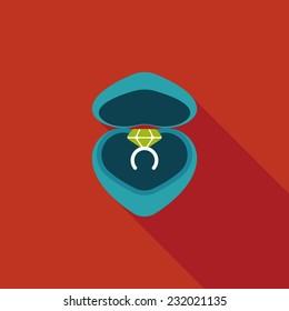 Valentine's Day diamond ring flat icon with long shadow,eps10