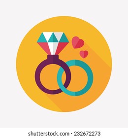 Valentine's Day diamond ring flat icon with long shadow,eps10