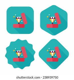Valentine's Day diamond ring flat icon with long shadow,eps10