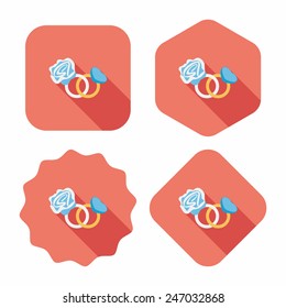 Valentine's Day diamond ring flat icon with long shadow,eps10