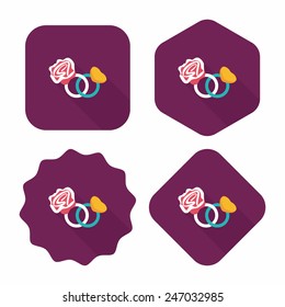 Valentine's Day diamond ring flat icon with long shadow,eps10