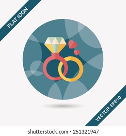 Valentine's Day diamond ring flat icon with long shadow,eps10