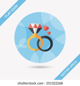 Valentine's Day diamond ring flat icon with long shadow,eps10