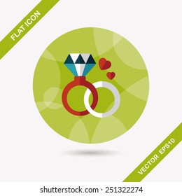 Valentine's Day diamond ring flat icon with long shadow,eps10