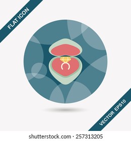 Valentine's Day diamond ring flat icon with long shadow,eps10