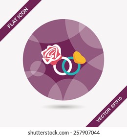 Valentine's Day diamond ring flat icon with long shadow,eps10
