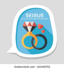 Valentine's Day diamond ring flat icon with long shadow,eps10