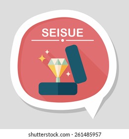 Valentine's Day diamond ring flat icon with long shadow,eps10