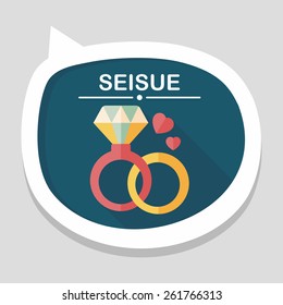 Valentine's Day diamond ring flat icon with long shadow,eps10