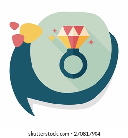 Valentine's Day diamond ring flat icon with long shadow,eps10