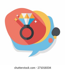 Valentine's Day diamond ring flat icon with long shadow,eps10