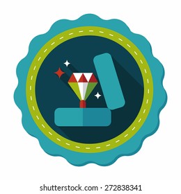 Valentine's Day diamond ring flat icon with long shadow,eps10