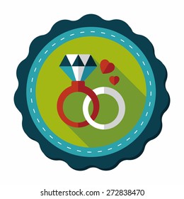 Valentine's Day diamond ring flat icon with long shadow,eps10