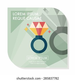 Valentine's Day diamond ring flat icon with long shadow,eps10