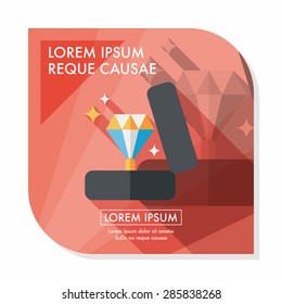 Valentine's Day diamond ring flat icon with long shadow,eps10