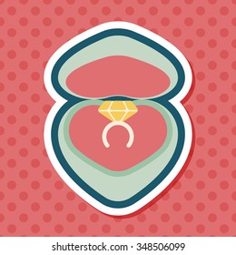 Valentine's Day diamond ring flat icon with long shadow,eps10