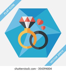 Valentine's Day diamond ring flat icon with long shadow,eps10