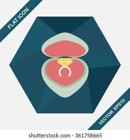 Valentine's Day diamond ring flat icon with long shadow,eps10