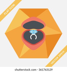 Valentine's Day diamond ring flat icon with long shadow,eps10