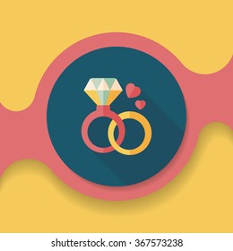 Valentine's Day diamond ring flat icon with long shadow,eps10