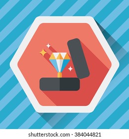 Valentine's Day diamond ring flat icon with long shadow,eps10