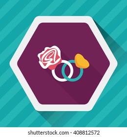 Valentine's Day diamond ring flat icon with long shadow,eps10