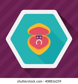 Valentine's Day diamond ring flat icon with long shadow,eps10