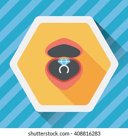 Valentine's Day diamond ring flat icon with long shadow,eps10