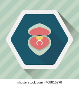 Valentine's Day diamond ring flat icon with long shadow,eps10