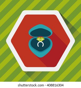 Valentine's Day diamond ring flat icon with long shadow,eps10