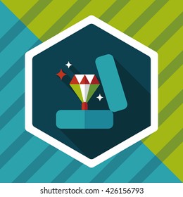 Valentine's Day diamond ring flat icon with long shadow,eps10