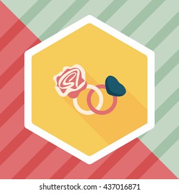 Valentine's Day diamond ring flat icon with long shadow,eps10