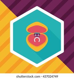 Valentine's Day diamond ring flat icon with long shadow,eps10
