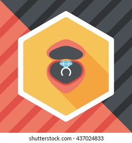 Valentine's Day diamond ring flat icon with long shadow,eps10