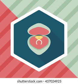 Valentine's Day diamond ring flat icon with long shadow,eps10