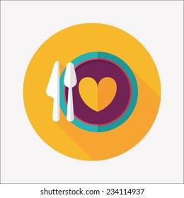 Valentine's Day dinner flat icon with long shadow,eps10 