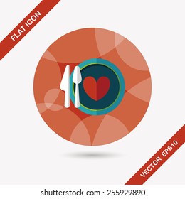 Valentine's Day dinner flat icon with long shadow,eps10