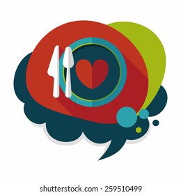 Valentine's Day dinner flat icon with long shadow,eps10