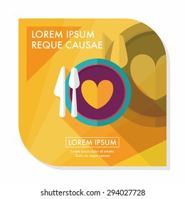Valentine's Day dinner flat icon with long shadow,eps10