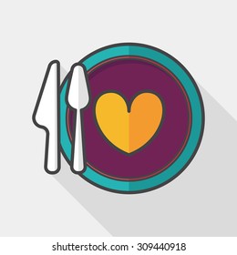Valentine's Day dinner flat icon with long shadow,eps10
